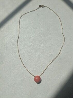 Coral Necklace With 14K Gold Chain